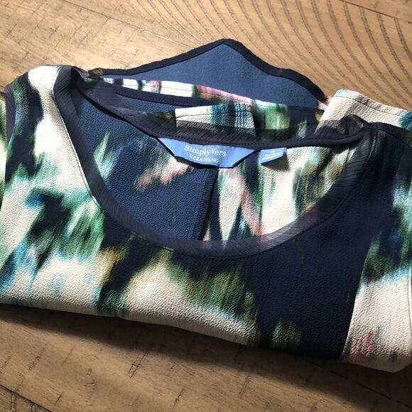 NWT Simply Vera Chiffon Tank Blouse Sheer collar detail Poly Spandex stretch - Picture 12 of 12